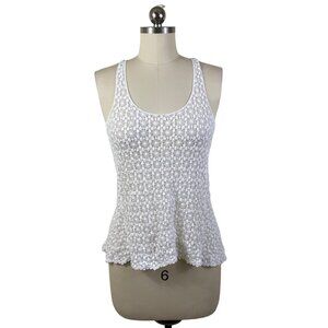 Freeway Y2K Tank Top Womens Medium White Crochet Bohemian Cottage Festival